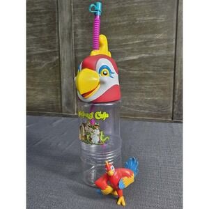 Rainforest Cafe Rio Parrot Souvenir Sipper Cup Straw Figure Toy Drink Bottle